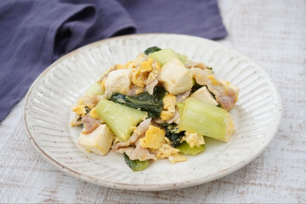 豆腐と青梗菜のチャンプルー