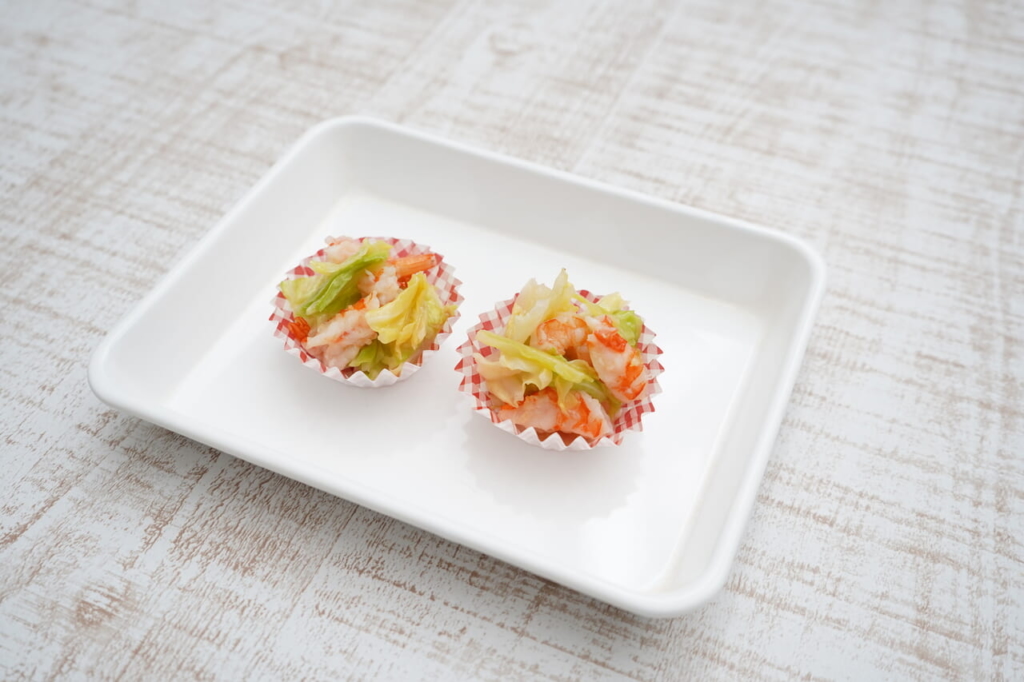 海老とキャベツのレンジ蒸し2