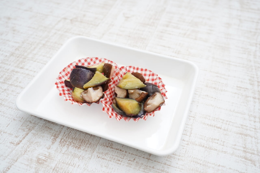 レンジでしいたけとなすの味噌炒め2