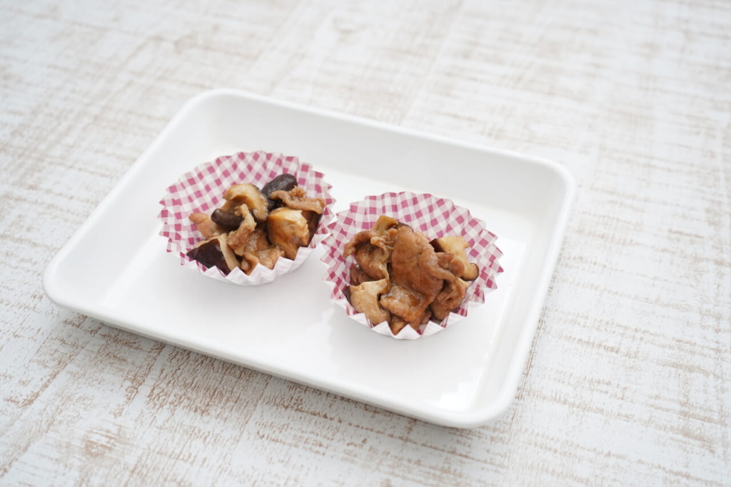 レンジでしいたけと豚肉の炒めもの2