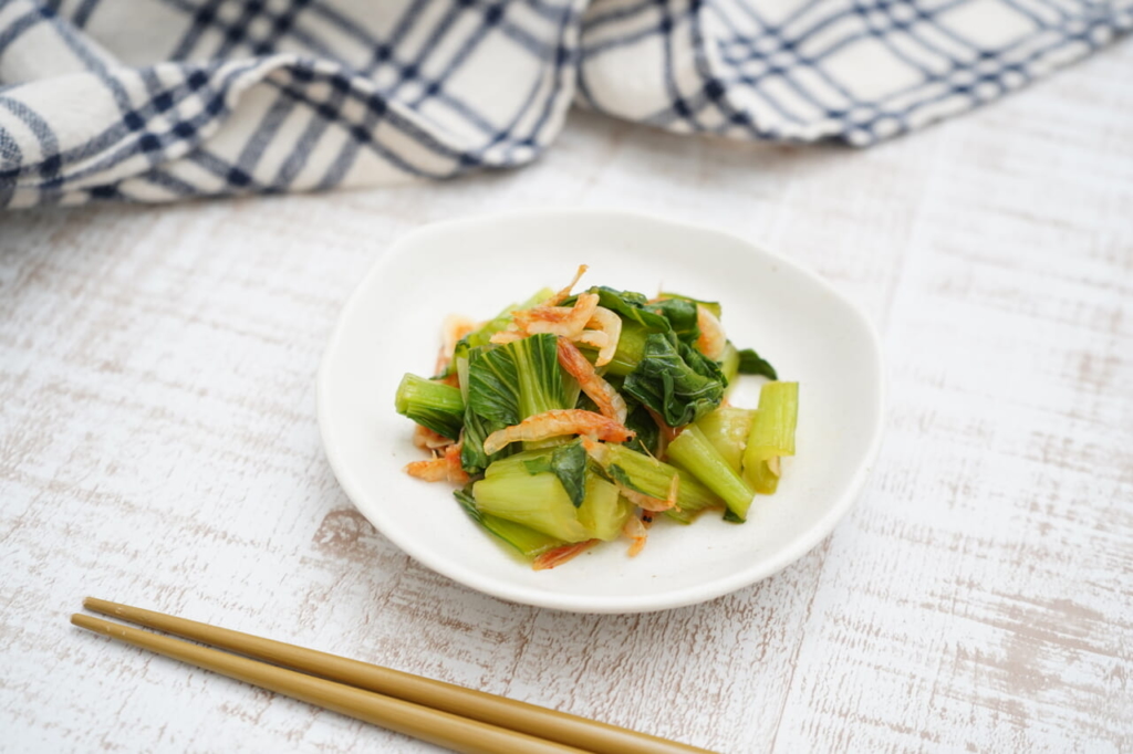 青梗菜の旨辛和え1