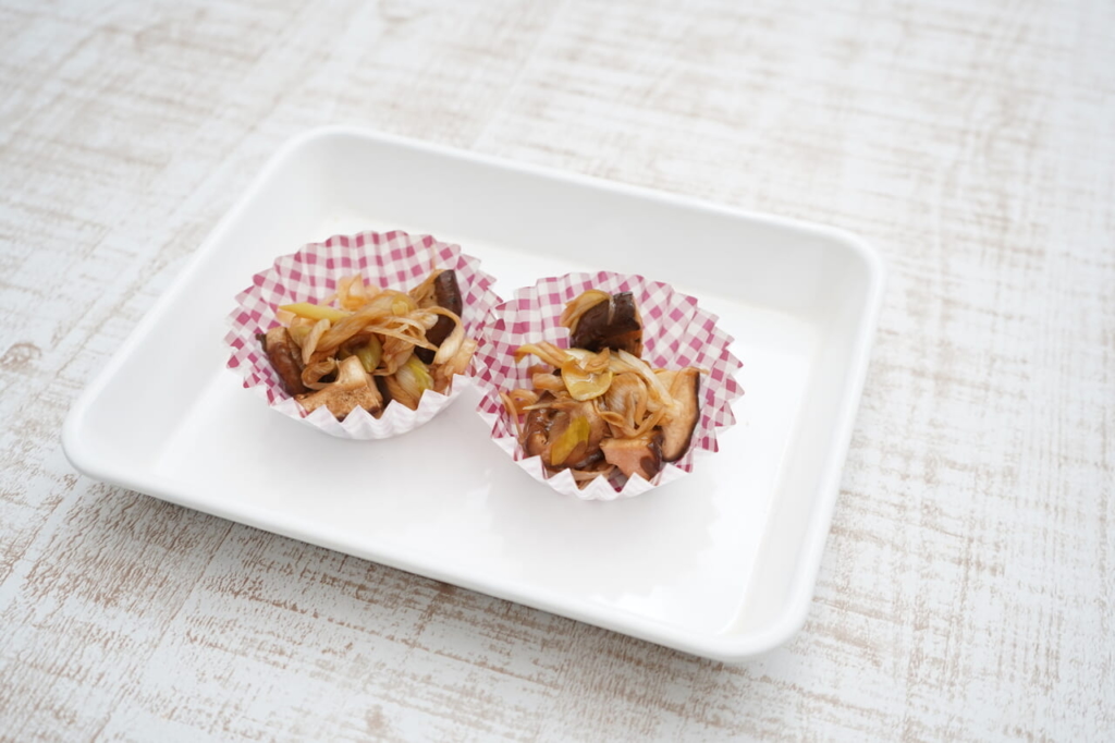 レンジでしいたけと長ネギの炒めもの2