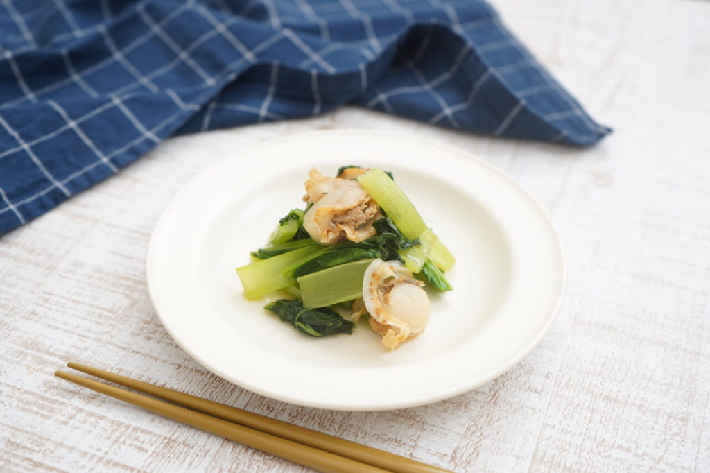 お弁当レシピ1帆立と小松菜の和え物