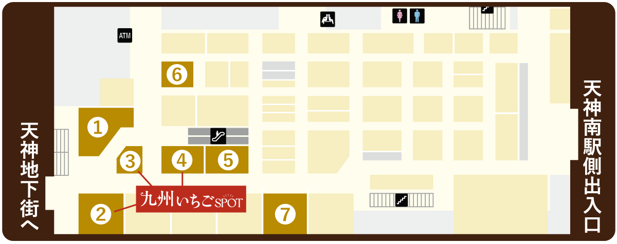 大丸福岡天神店 本館地下2階フロアMAP。ゴディパン、HAKATA ORIOORI、バターのいとこ、バターステイツ by銀のぶどう、三日月屋、ANKO and、ラ・メゾン・デュ・ショコラの位置