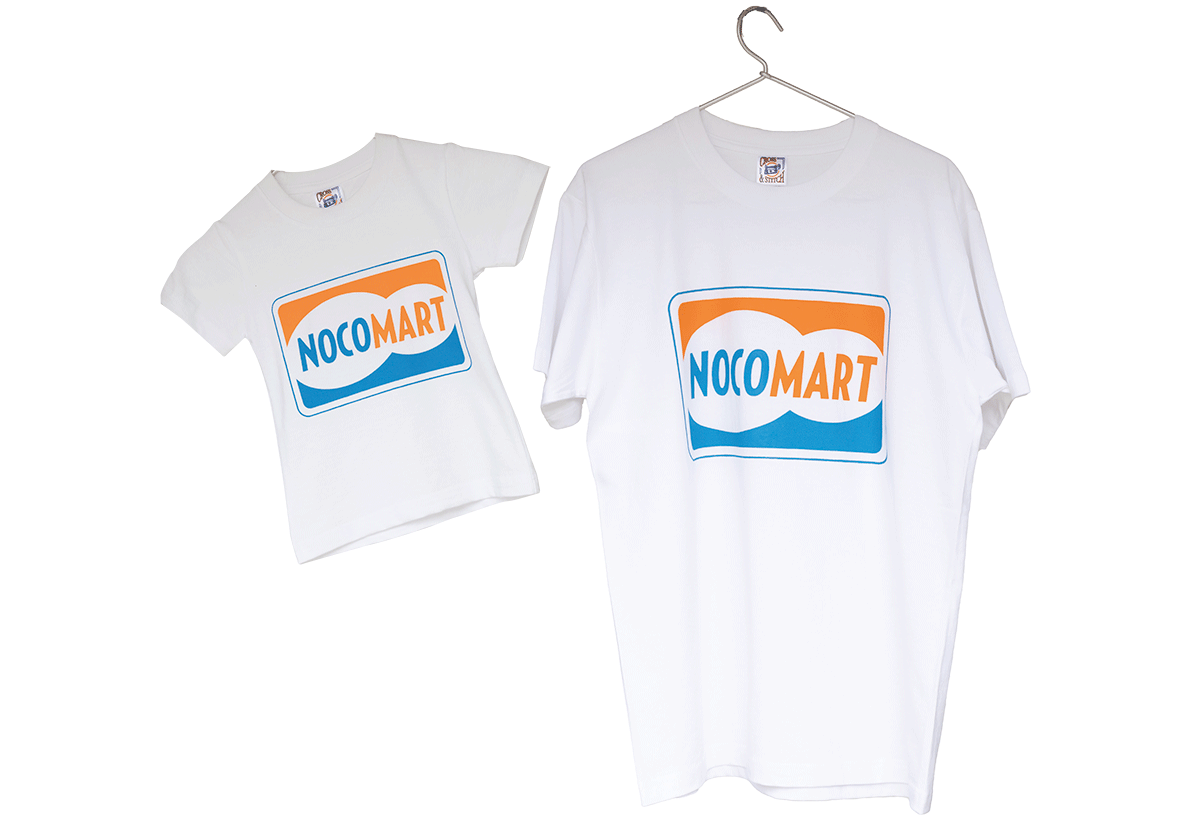 ノコマートのロゴ入りTシャツ（大人用と子ども用）