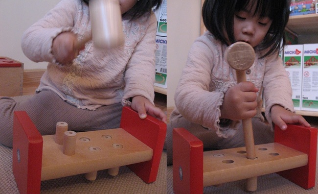 ペグをたたく木製ハンマートイ赤・フィンランド・ユシラ社